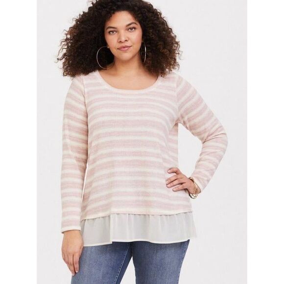 Torrid Ivory &‎ Blush Pink Stripe Sweater - Picture 5 of 5